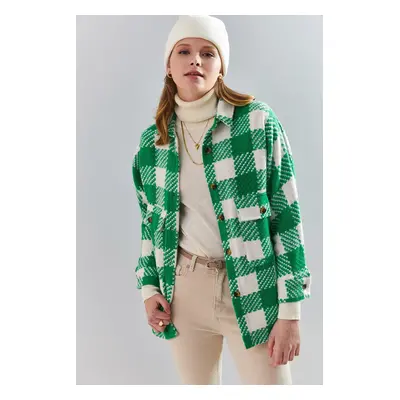 Bianco Lucci Women's Checkered Double Pocketed Shirt