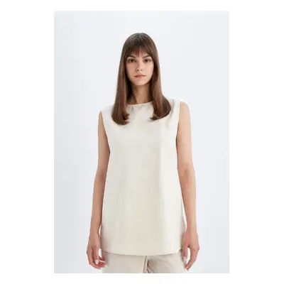 DEFACTO Regular Fit Crew Neck Cotton Sleeveless Basic Tunic