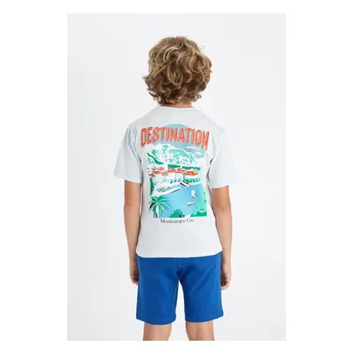 DEFACTO Boy's Crew Neck Back Printed Short Sleeve T-Shirt