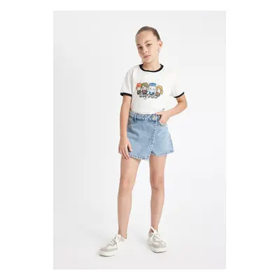 DEFACTO Girl Pocket Asymmetrical Jean Shorts Skirt