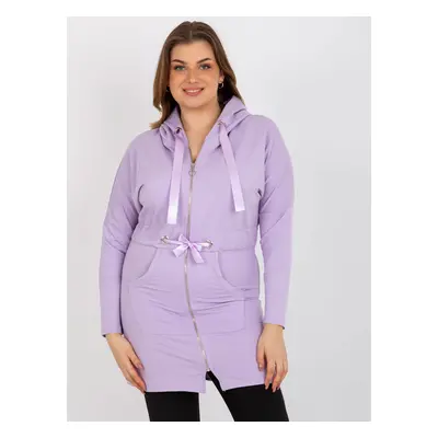 Light purple sweatshirt with a zipper and hem