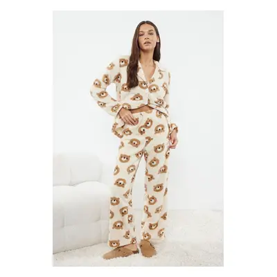 Trendyol Ecru Animal Wellsoft Knitted Pajama Set