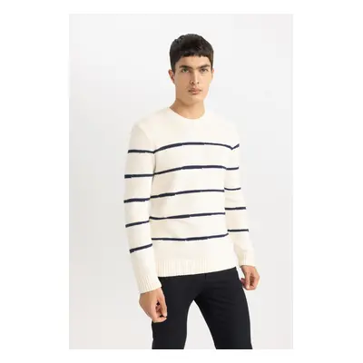 DEFACTO Standard Fit Striped Crew Neck Sweater