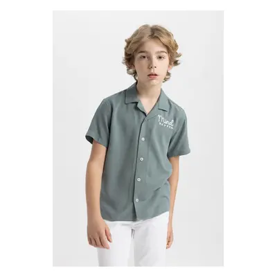 DEFACTO Boy's Oversize Fit Polo Neck Viscose Short Sleeve Shirt