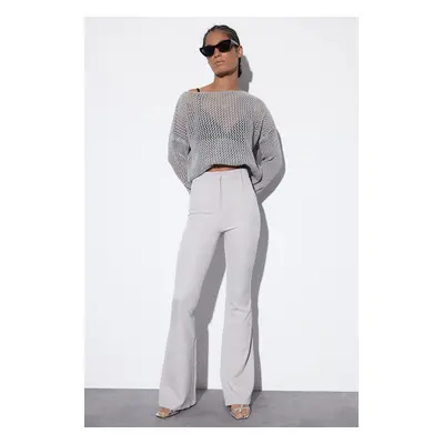 Trendyol Gray Flare Woven Trousers