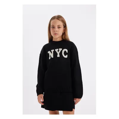 DEFACTO Girl Oversize Fit Crew Neck Sweater