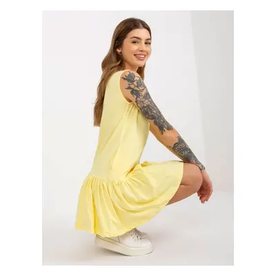 Light Yellow Basic Ruffle Mini Sleeveless Dress