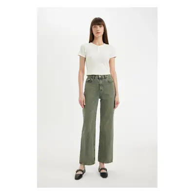 DEFACTO 90's Wide Leg High Waist Long Jean Washed Trousers