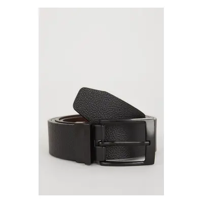 DEFACTO Men's Double Sided Buckle Faux Leather Double Sided Classic Belt