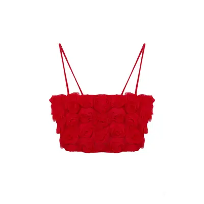 Trendyol Limited Edition Red 3D Floral Bustier