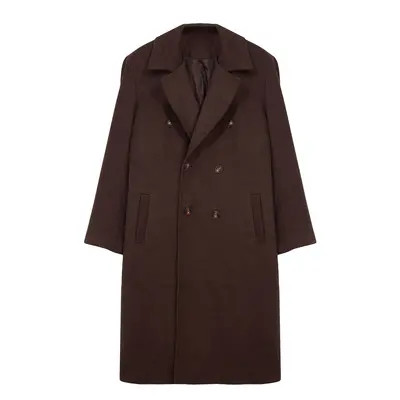 Trendyol Brown Loose Fit Double Breasted Long Stitched Winter Coat