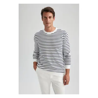 DEFACTO Standard Fit Striped Crew Neck Sweater