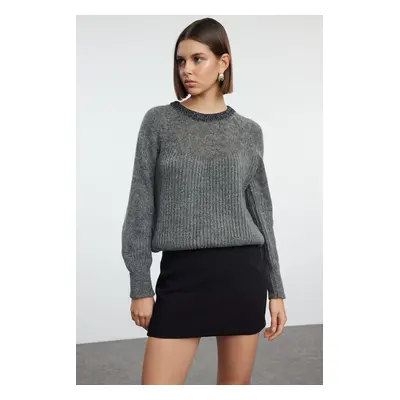 Trendyol Anthracite Thin Transparent View Knitwear Sweater