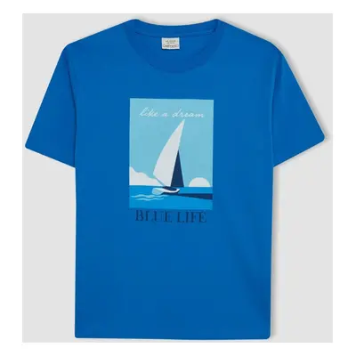 DEFACTO Boy's Crew Neck Printed Short Sleeve T-Shirt