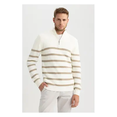 DEFACTO Standard Fit Striped Turtleneck Sweater