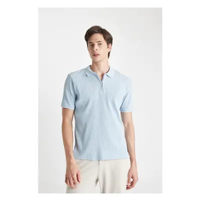 DEFACTO Slim Fit Zippered Short Sleeve Polo T-Shirt