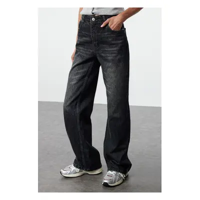 Trendyol Black More Sustainable Normal Waist Wide Leg Jeans