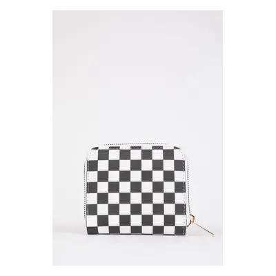 DEFACTO Women's Checkerboard Patterned Faux Leather Wallet