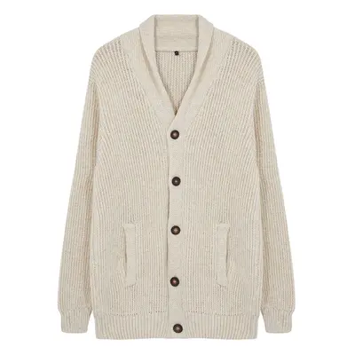 Trendyol Beige Regular Fit Shawl Collar Knitwear Cardigan