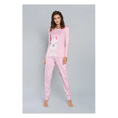 Peruvian long sleeve pyjamas, long pants - pink/pink print