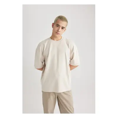 DEFACTO Loose Fit Crew Neck Short Sleeve Heavy Fabric Basic T-Shirt