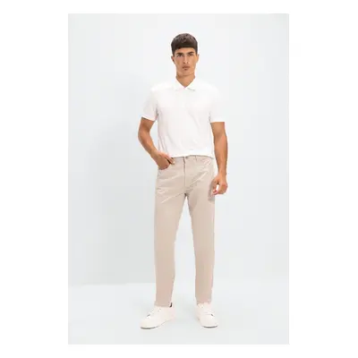 DEFACTO Men's Beige Slim Fit Slim Fit Pocket Cotton Stretch Chino Skinny Leg Canvas Trousers