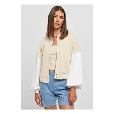 Women's Oversized Two-Tone College Terry Jacket Softseagrass/White