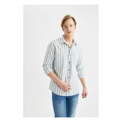 DEFACTO Regular Fit Striped Cotton Long Sleeve Shirt