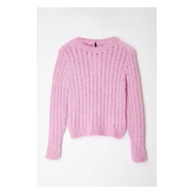 Trendyol Pink Thin Transparent Look Knitwear Sweater