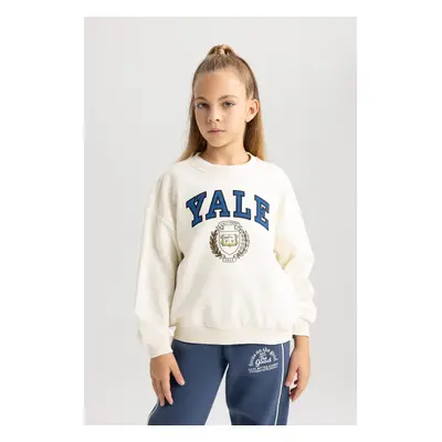 DEFACTO Girl's Yale University Relax Fit Crew Neck Sweatshirt