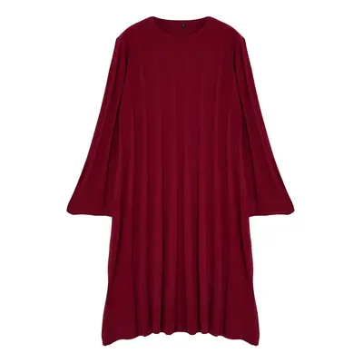 Trendyol Curve Plum Ribbed Crew Neck Plus Size & Maternity Knit Dress