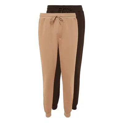 Trendyol Brown-Beige Regular/Normal Cut Elastic Jogger 2-Pack Sweatpants