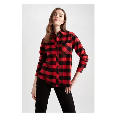 DEFACTO Regular Fit Checked Flannel Long Sleeve 100% Cotton Shirt