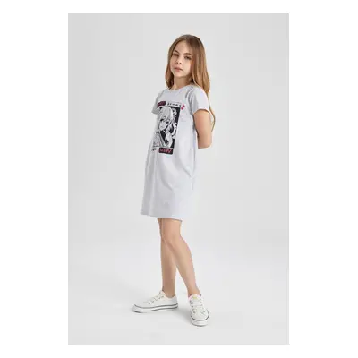 DEFACTO Girl's Printed Short Sleeve Dress