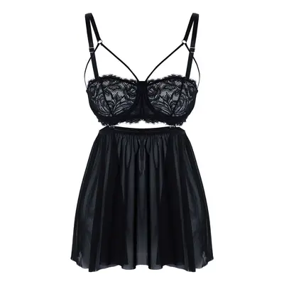 Trendyol Black Lace Skirt Detachable Rope Strap Knitted Babydoll