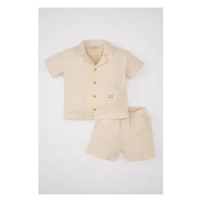 DEFACTO Baby Boy 2-Piece Set Waffle Short Sleeve Shirt Shorts