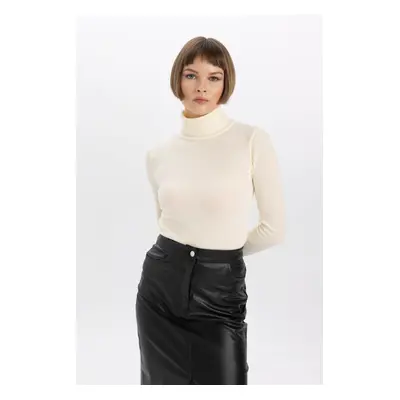 DEFACTO Fitted Turtleneck Rib Knit Sweater