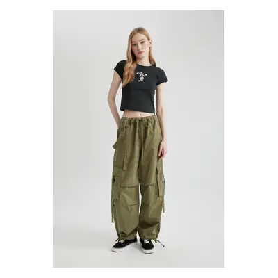 DEFACTO Cool Wide Leg Cargo Gabardine Trousers