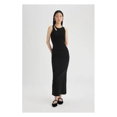 DEFACTO High Waist Combed Cotton Lining Ribbed Camisole Midi Skirt