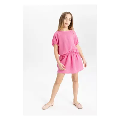 DEFACTO Girl's Short Sleeve T-shirt Skirt 2-Piece Set