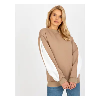 Dark beige hoodie with parked sleeves