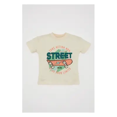 DEFACTO Baby Boy Crew Neck Printed Short Sleeve T-Shirt