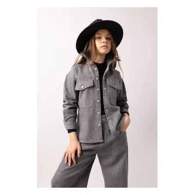 DEFACTO Girl's Oversize Fit Flannel Long Sleeve Shirt