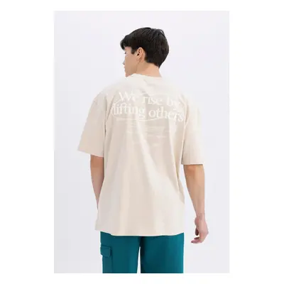 DEFACTO Oversize Fit Crew Neck Back Printed Short Sleeve T-Shirt