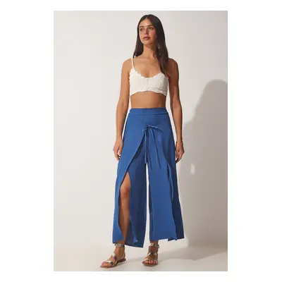 Happiness İstanbul Women's Blue Skirt-Look Ayrobin Shalwar Pants DE0009