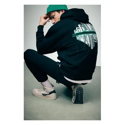 DEFACTO Oversize Fit Back Printed Hooded Sweatshirt