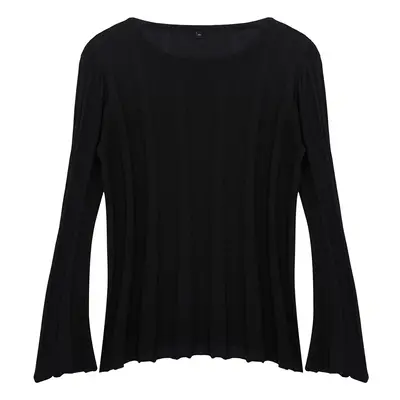 Trendyol Curve Black Crew Neck Ribbed Fine Knitwear Sweater