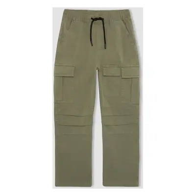 DEFACTO Boy's Cargo Pocket Straight Leg Gabardine Trousers