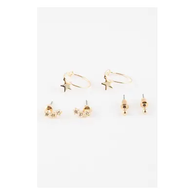 DEFACTO Woman's 3-Piece Gold Earrings