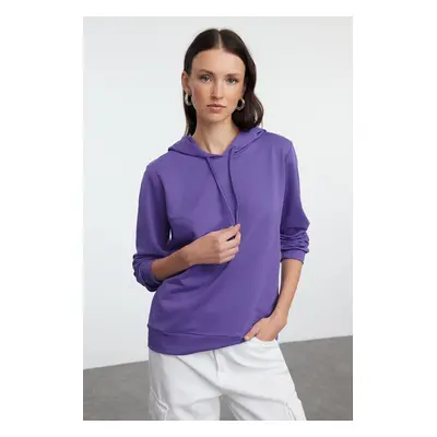 Trendyol Purple Basic Regular/Normal Pattern Hooded Thin Knitted Sweatshirt